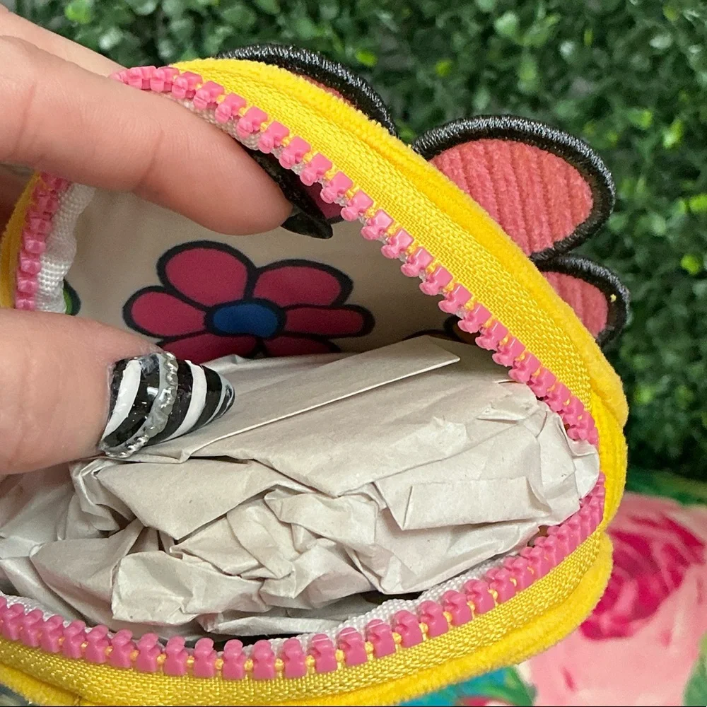 miffy Pink Flower Coin Pouch with Yellow Backing